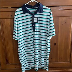 Navy Collar Striped Polo Shirt